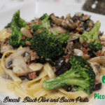 Mushroom Brocoli Black Olive and Bacon Pasta