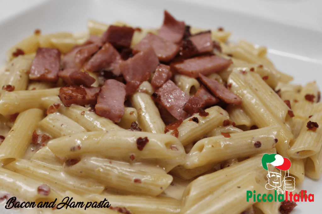 bacon and ham pasta poster