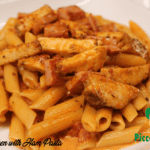 grill chicken with ham pasta poster